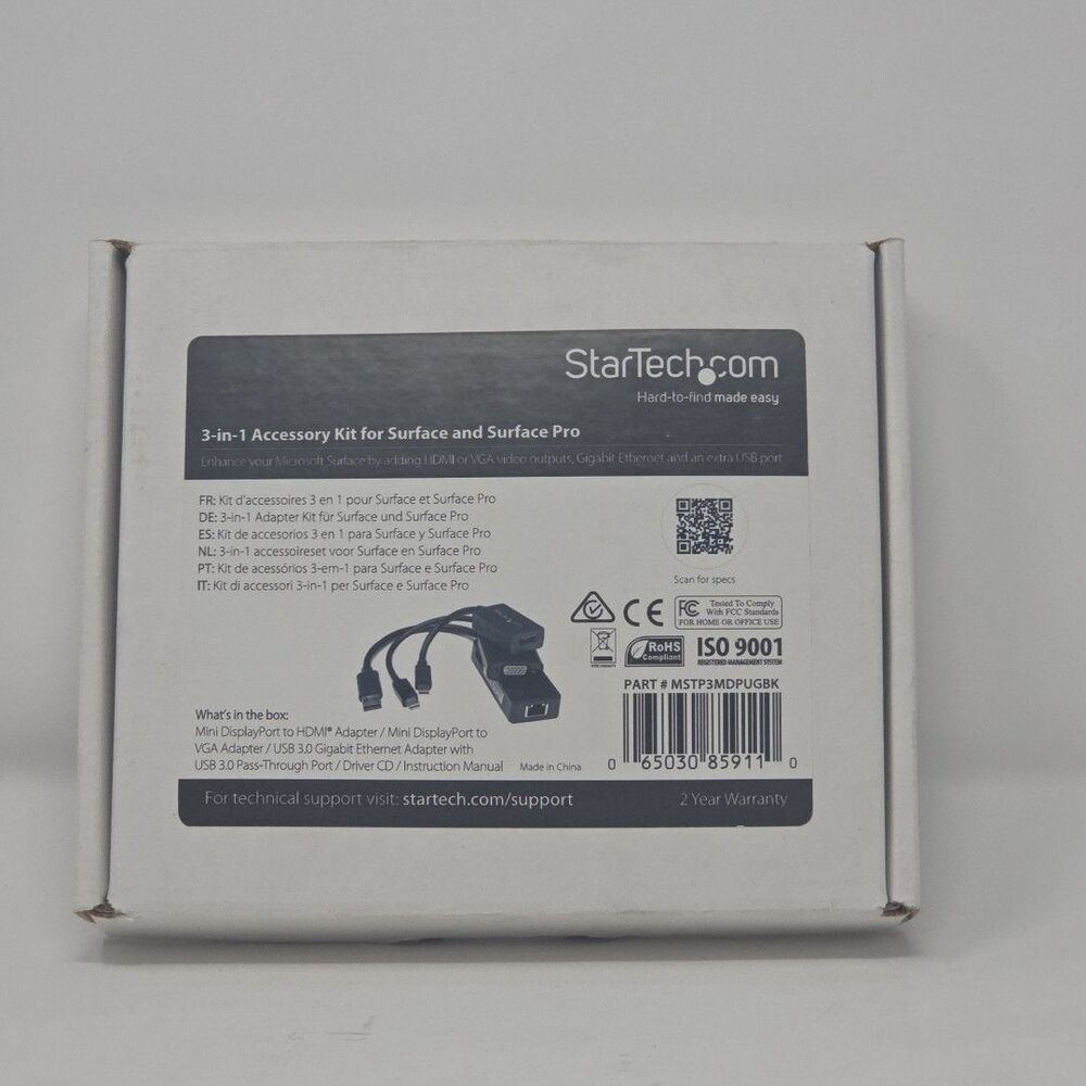 Open Box StarTech.com 3-in-1 Accessory Kit For Surface Pro 3 MDP to HDMI/VGA